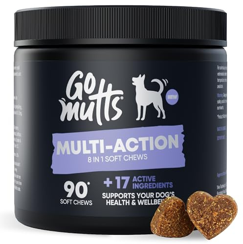 Go Mutts 8-in-1 Multivitamin for Dogs, 90 Soft Chews, Dog Vitamins and Supplements for Joint Support, Digestion, Heart,Skin, Coat Care, Multi-Action Daily Supplement for All Breeds