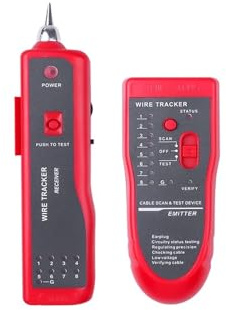 Network Tester, Network Cable Tester LAN Telephone Wire Tracker Diagnose Tone Tracer for STP UTP Cat5 Cat6 RJ45 RJ11 Detector Line Finder Continuity Checking(Rosso)