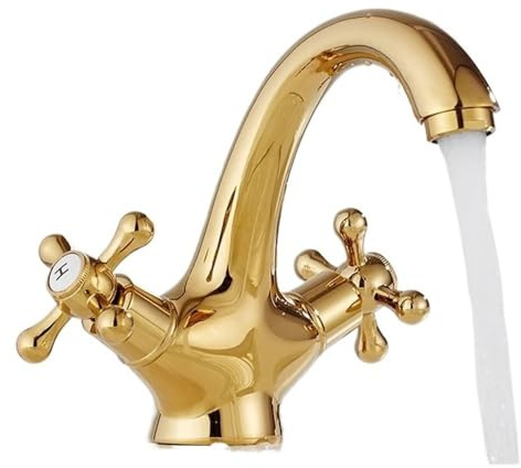 Antique Brass Bidet Shower Basin Faucet Dual Cross Handles Hot Cold Water Mixer Tap Spout Kitchen Bathroom Toilet Water Tap(01)