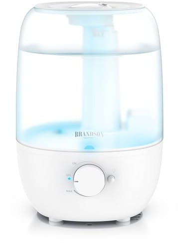 Brandson - Luftbefeuchter 2000 ml Volumen – 7 Farben Lichtmodus - Nebelstärke stufenlos regelbar – sehr leise - Schlafzimmer Baby Kinderzimmer Büro