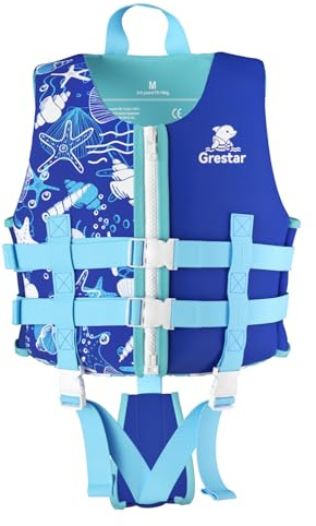 Gilet de Natation Enfant avec Sangle Réglable, Gilet Natation Enfant en Néoprène, Certifié TÜV, Veste de Flottaison Bébé pour Garçons et Filles de 2 à 9 Ans / 15-35 kg