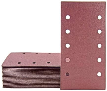 MioTools Fox Schleifblätter 230 x 115 mm, 10-Loch (50 Stk.) K120 | f. Schwingschleifer, Normalkorund, Klettbefestigung