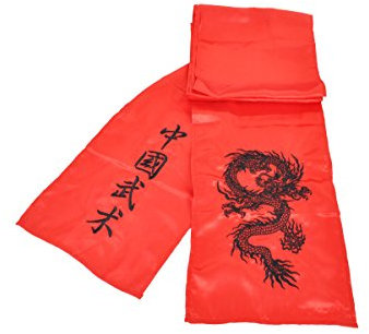 ShenLong - Ceinture Kungfu Dragon Brodée, Imitation Soie - Rouge