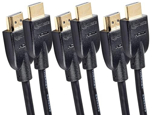 Amazon Basics Cable HDMI 4K de 3 m, Alta Velocidad de 18 Gbps con Ethernet, 4K@60 Hz, 2160p, Paquete de 3 Unidades, Negro