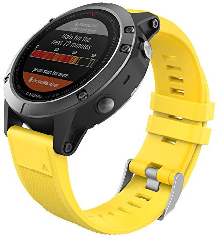 MoKo Armband Kompatibel mit Garmin Fenix 7/6/6 Pro/5/5 Plus/Epix Gen 2/Forerunner 955/945/935/Instinct/Instinct 2, Quick Fit 22mm Silikon Ersatzarmband Uhrenarmband Sportarmband, Gelb