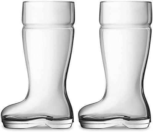 Chefcaptain Bootsbecher 2er Set Riesige 1 Liter Glas Bierkrug Trinkgläser klar 1 Liter