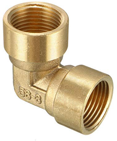 sourcing map Brass Elbow Pipe Fitting 90 Degree 3/8 PT Female x 3/8 PT Female Coupling