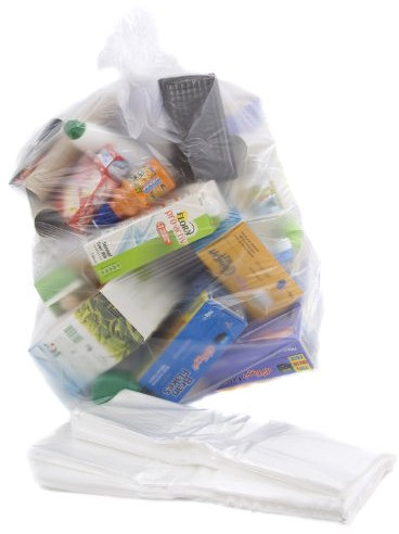 Bag it Plastics Clear Recycling Bags (Pack of 100) - 64 Gauge Bin Liners, Clear Bin Bags for 40L-90L Bins, Ideal for Recycling and Waste - Large Refuse Sacks 18” x 29” x 39”