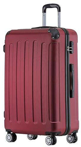BEIBYE Zwillingsrollen Hardcase Reisekoffer Koffer Trolleys Hartschale in XL-L-M in 14 Farben (Weinrot, Großer Koffer (76 cm))