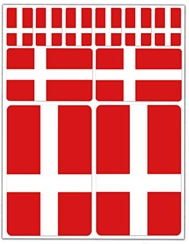 Biomar Labs® 10 x Vinyl Aufkleber Autoaufkleber Stickers Fahne Flagge Dänemark Denmark Dänisch Auto Moto Motorrad Fahrrad Scooter Fenster D 32
