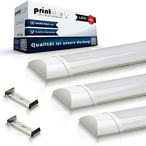 Print-Klex GmbH & Co.KG 4x LED Leuchtstoffröhre Ultraslim 150cm 50W 6500K - Kaltweiß Ledleiste Lampe Röhrenlampe Tube Weiß Bürolampe Deckenleuchte