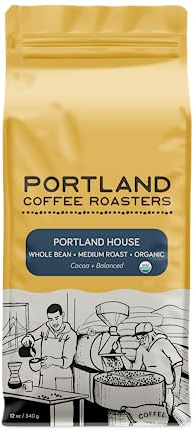 Portland Coffee Roasters, (Organic) Portland House, Whole Bean, Medium Roast, 12oz