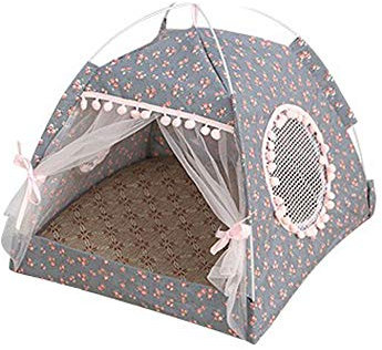 Tragbares, zusammenklappbares Hunde-Zelt, Katzenhaus-Bett, wasserdicht, für den Außenbereich, für Sommer, Strand, Sonnenschutz, Haustier-Unterschlupf, Reisen, Camping, Auto, Größe M, Dunkelgrau