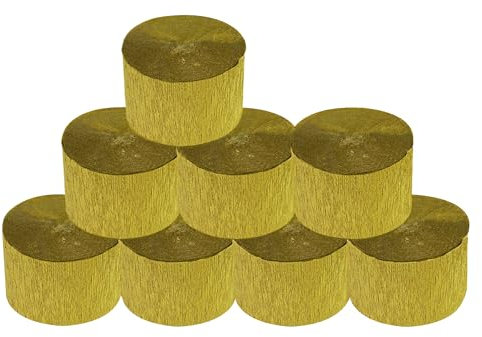 Krepppapier-Rollen, Goldfarben, für Hochzeit, Geburtstag, Babyparty, Fest, Dekoration, Regenbogen-Bastelzubehör, Wohnzimmer, Schlafzimmer, Wohndekoration, 8 Stück