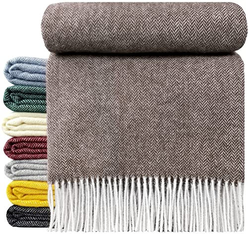 STTS International Wolldecke 100% Schurwolle Wohndecke in versch. Farben 140 x 200 cm Tagesdecke Schurwolldecke Woll-Plaid Tirol (Dunkelbraun, 140 x 200 cm)