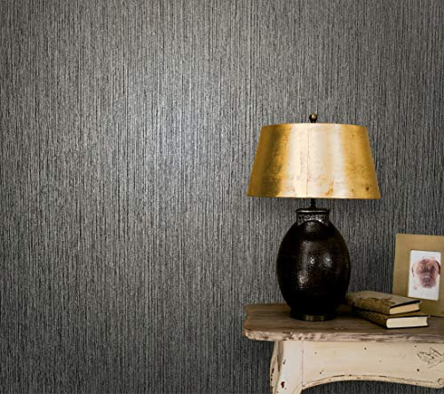 marburg Tapete Anthrazit Struktur für Schlafzimmer Wohnzimmer oder Küche 100% Made in Germany Premium Vlies Qualität 10,05 X 0,53m