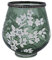 XXL Windlicht Glas dunkelgrün mit Blumen weiß 14cm Boho Sommer Trend Windlichter Kerzenhalter Blümchen Flowers Milefleur