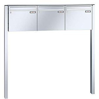 RENZ/Basic B / 3er Freistehende Briefkastenanlage Standbriefkasten / V4A-Edelstahl/Volumen 17 L/zum Einbetonieren/Dein-Briefkasten.de