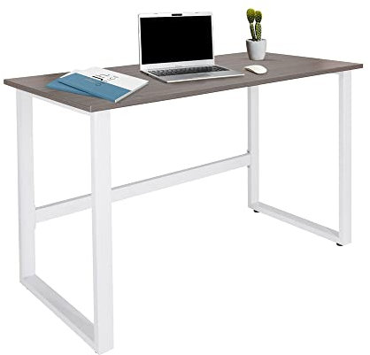 hjh OFFICE 830077 Schreibtisch 120x60 cm WORKSPACE Light I Grau/Weiß schmaler Computertisch mit Stahlgestell