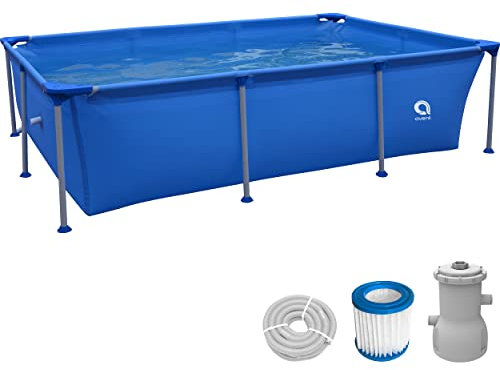 Avenli Pool 258 x 179 x 66 cm Stahlrahmen Aufstellpool Pool-Set mit Filterpumpe Schläuchen und Filterkartusche Framepool blau rechteckig Swimming Schwimmbecken