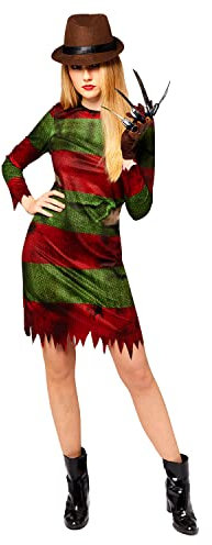 Amscan - Erwachsenenkostüm Freddy Krüger, Kleid, Hut, Handschuh, Serienmörder, Killer, Halloween
