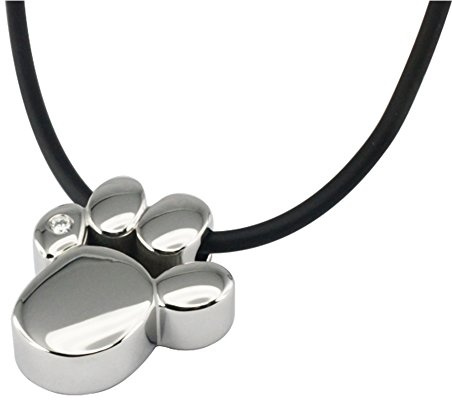 Pfote Magnetschmuck Anhänger silber mit schwarzer Silikonkette Magnetix Retro Design Magnetschmuck -4you S.L. # 714