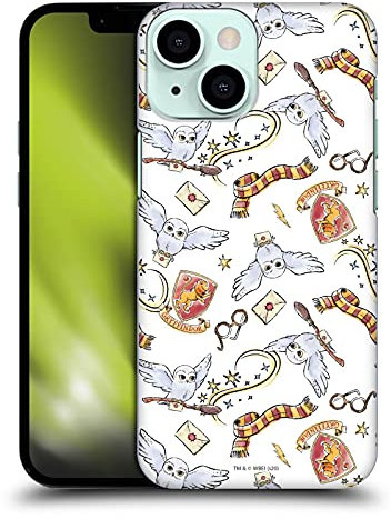 Head Case Designs Officially Licensed Harry Potter Hedwig Owl Pattern Deathly Hallows XIII Hard Back Case Compatible With Apple iPhone 13 Mini