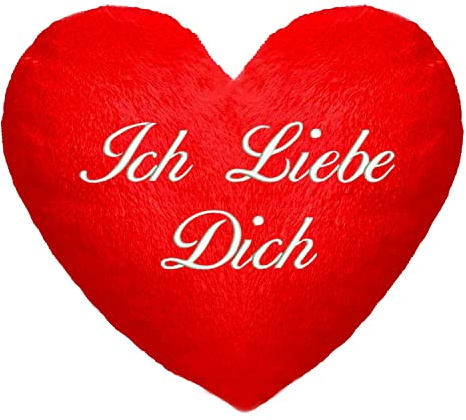 Ferocity Kissen (35 x 40 cm) in Herz Form ICH Liebe Dich Text Bestickt; Flauschiges Minky; Zum Jahrestag, Geburtstag, Muttertag [091]