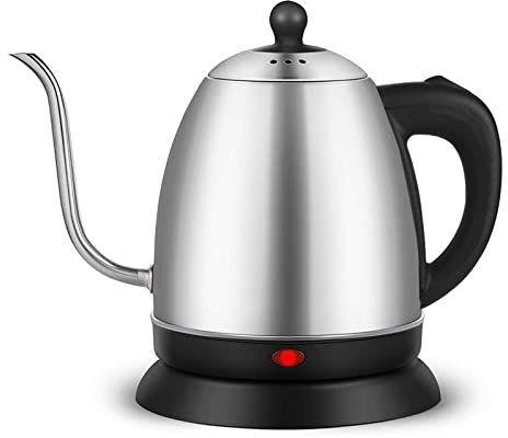 2 l,Hervidor de agua eléctrico de cuello de cisne de 1, tetera eléctrica resistente al calor de acero inoxidable, cuello de cisne antideslizante, para verter café a mano, calentamiento rápido de