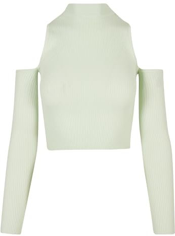 Urban Classics Damen Ladies Rib Knit Cut Out Sleeve Longsleeve T-Shirt, lightmint, S