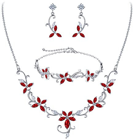 Clearine Braut Schmuck-Set für Damen Marquise Zirkonia CZ Statement Halskette, Ohrringe und Armband-Set für Hochzeit Party Klar Silber-Ton
