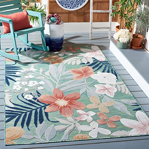 SAFAVIEH Übergangs Wohnzimmer, Esszimmer, Schlafzimmer - Cabana Collection, Niedrige Säule, Grün und Rost, 122 X 122 cm