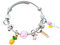 Bracciale Rigido Donna con Charms Rosa Pandorino in Acciaio Inossidabile in Elegante Astuccio Nero Ciondoli Handmade Confezione Regalo