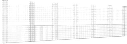 vidaXL U-Shape Gabion Basket with 7 Posts Iron 740x20x200 cm