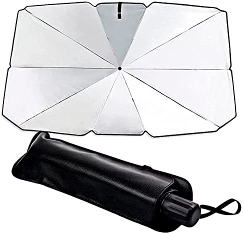 RevolutionLine - Parasol Plegable Tipo Paraguas para el Coche | Se instala en el Parabrisas Delantero para protegerlo del Sol | Reduce la Temperatura del Coche | Sombrilla para Aislamiento térmico