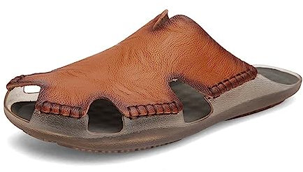 Herren Damen Leichtgewicht Kuhfell Garten Sandalen Strand Pantoffeln Clogs Schuhe Rot-Braun 39 EU
