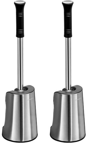 simpletome Toilettenbürste mit Schnell Trocken Klobürstenhalter, Effizientere Borsten, Edelstahl+ABS (2 Stück,Schwarz)