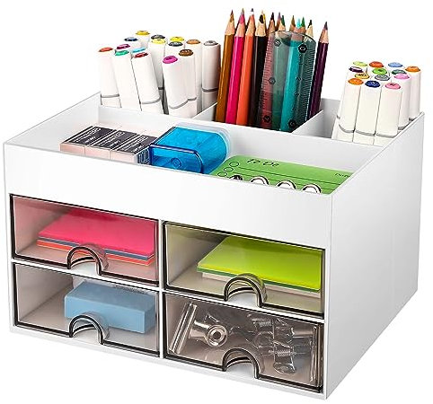Miiepls Schreibtisch organizer, Platzsparendes Desk Organizer mit 4 Schubladen Schubladen, Multifunktionaler Organizer für Schreibtisch Schule Home Office