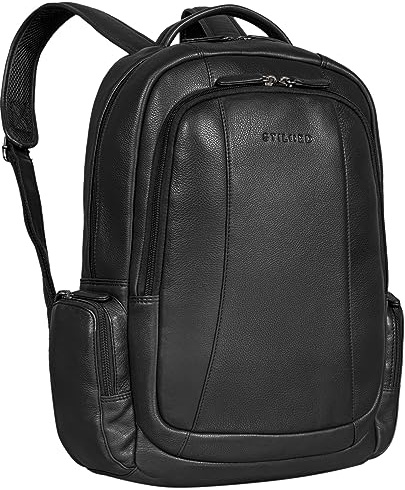 STILORD Waldo Leder-Rucksack mit vielen Fächern und Laptopfach 17,3 Zoll Damen und Herren schwarz Echtleder ideal für Reisen Arbeit Business und als Tagesrucksack