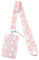 Juanooo Cordon d'identification Kawaii rose avec porte-cartes, porte-clés chats mignons pour femmes, filles et enfants pour badges d'identité, porte-clés d'Halloween cool tour de cou
