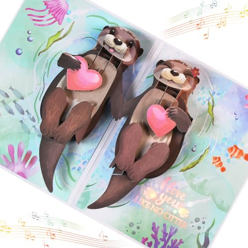 VIVIKEN Pop-Up-Otter-Jubiläumskarte, Valentinstagskarte