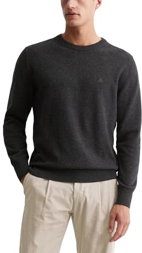 Marc O'Polo Herren Strickpullover mit Rundhalsausschnitt klassisch, Grau (Dark Grey Melange), XL