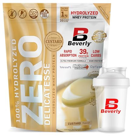 Beverly Zero Delicatesse - Proteína Hidrolizada de Suero con Digezyme y Tolerase - 1 Kg - 29 g de proteína por ración - 28 servicios - Excelente digestibilidad - Sabor (NATILLAS)
