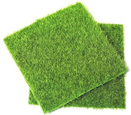 POPETPOP 6stücke Kunstrasen Naturgetreuer Rasen Für Miniaturornament Gartendekoration DIY Simulationsmoos Aus PVC-Material Für Gartenbodentopf Grün