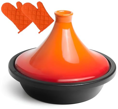 DYHQQ Marmite en Fonte Émaillée, Marmite en Fonte avec Couvercle en Céramique Tajine en Fonte Émaillée pour La Cuisine À Domicile Grande Capacité