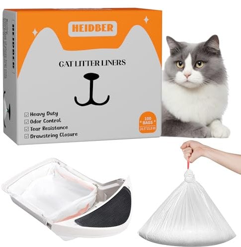 Drawstring Cat Litter Box Liners 100 Pack-Robot Litter Liner Bags for Robot 3 and 4 Cleanpethome/PETKIT PuraX PuraMax Catlink Self-cleaning Cat Litter Box Bag Heavy Duty Litter Box Robot Waste Bags