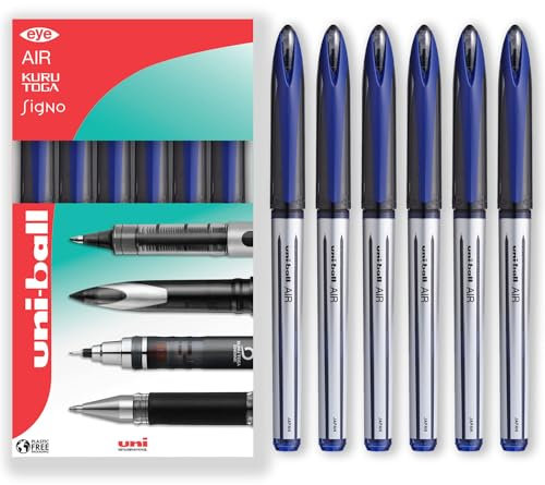 uni-ball AIR - 0.7mm Medium Rollerball - UBA-188-L - In Gift Box Packaging (Pack of 6, Blue)