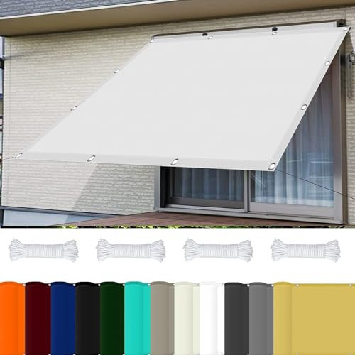 Bâche D'Ombrages Voiles Solaire 3 x 6 m 98% UV Protection,Polyester, Toile Pergola Imperméab avec Oeillets avec Cordons pour Pergola, Fleurs, Patio Lawn., Blanc