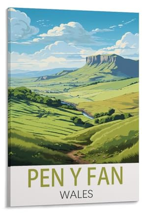 LNHZGNJNH Pen Y Fan Wales Vintage Travel Poster 12x18inch(30x45cm) Canvas Wall Art Wall Print Painting Decor Living Room Bedroom Decor