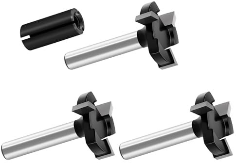 Spoilboard Surfacing Router Bit 6mm Shank 4pcs, Extra Large 25mm Cutting Diameter, Slab Flattening Router Bit Planing Bit Wood Planing Bit with Router Collet(Carbide-3 Wings)